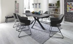 Polsterstuhl mit Armlehne Lavall | Charcoal (Anthrazit) Kufenstuhl