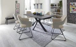 Polsterstuhl mit Armlehne Lavall | Melange (Beige) Kufenstuhl