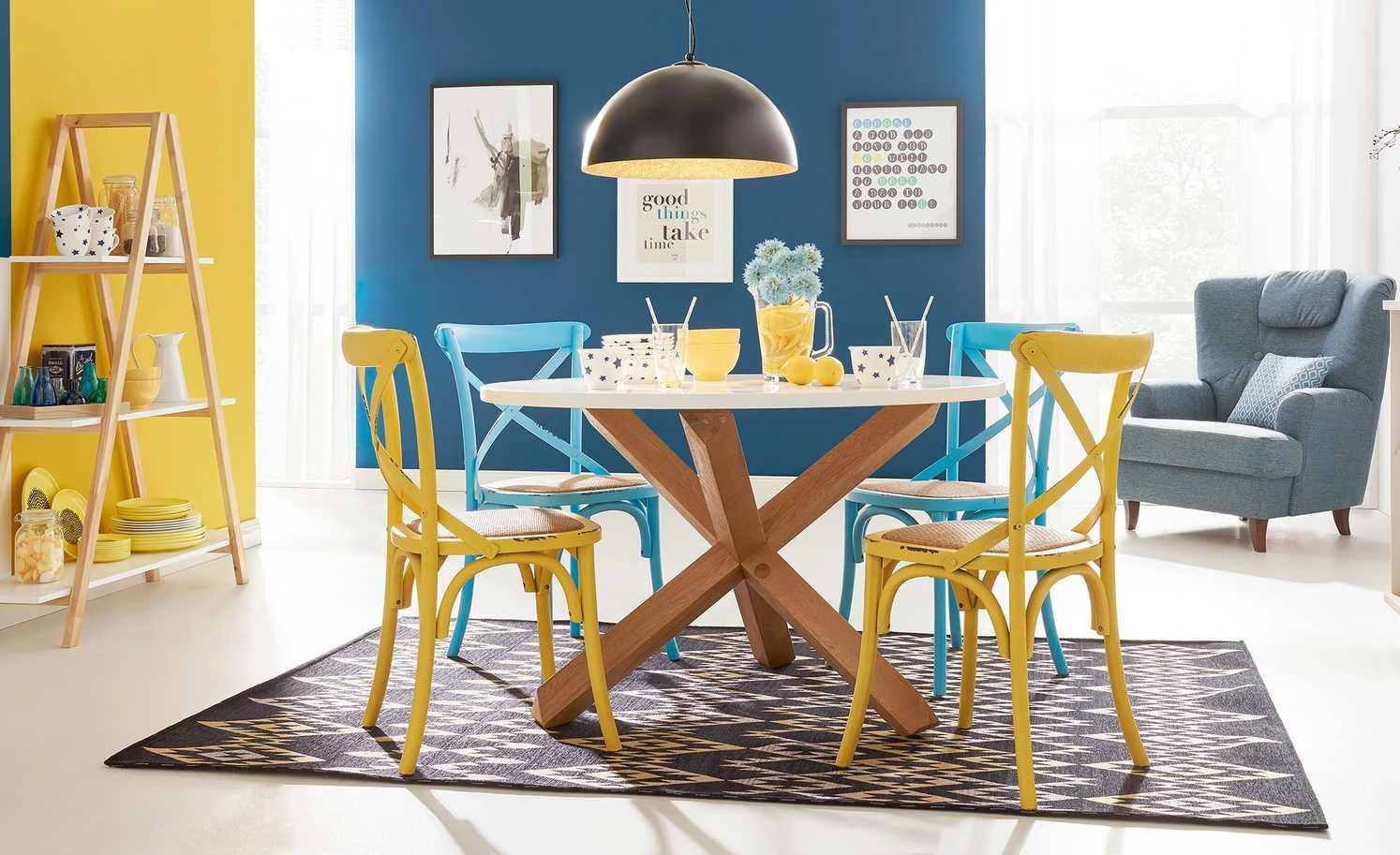 Stuhl im Used-Look Xabi | Türkis 4 Stuhl im Used-Look Xabi | Türkis – Bild 2