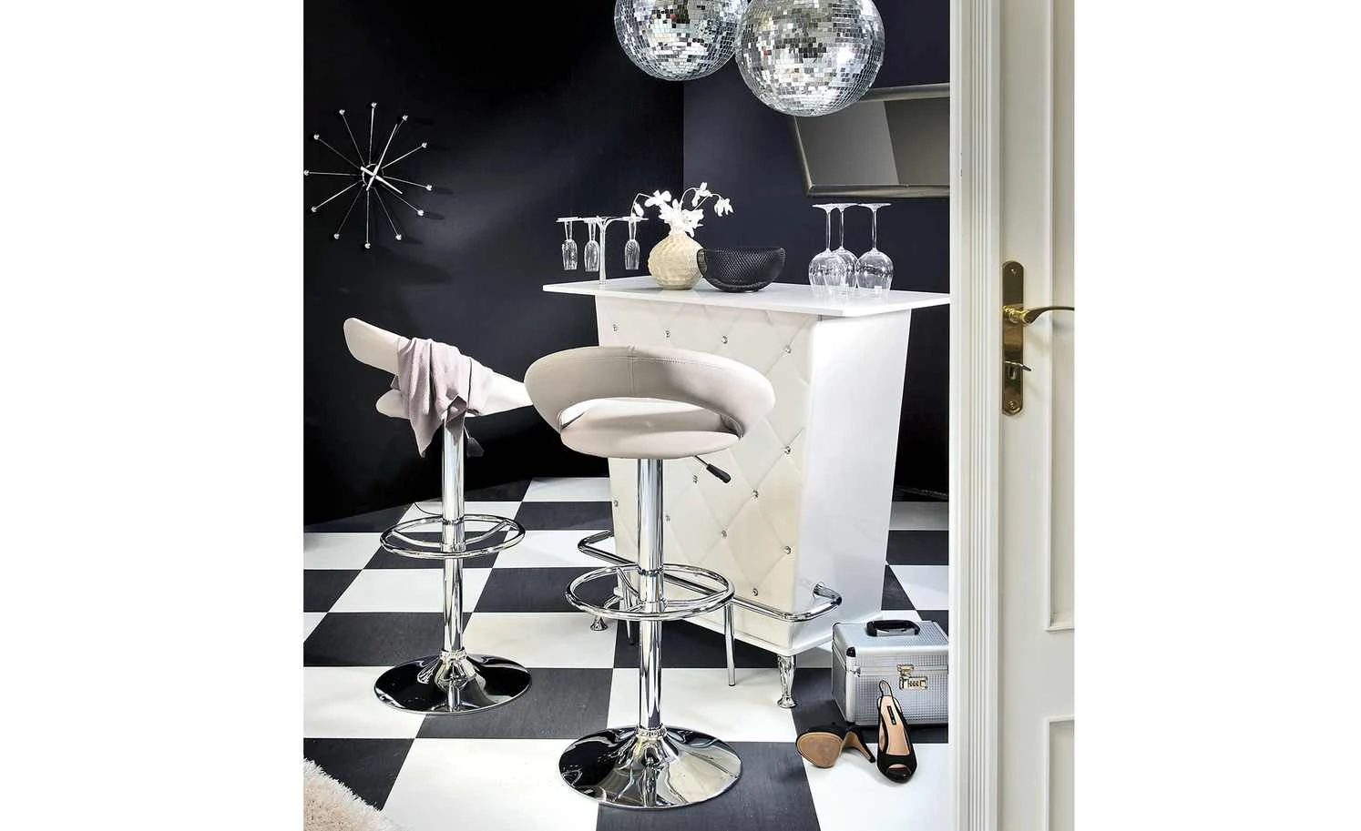 Barhocker verstellbar Holger | Grau / Chrom Tellergröße: 41 cm 3 Barhocker verstellbar Holger | Grau / Chrom Tellergröße: 41 cm