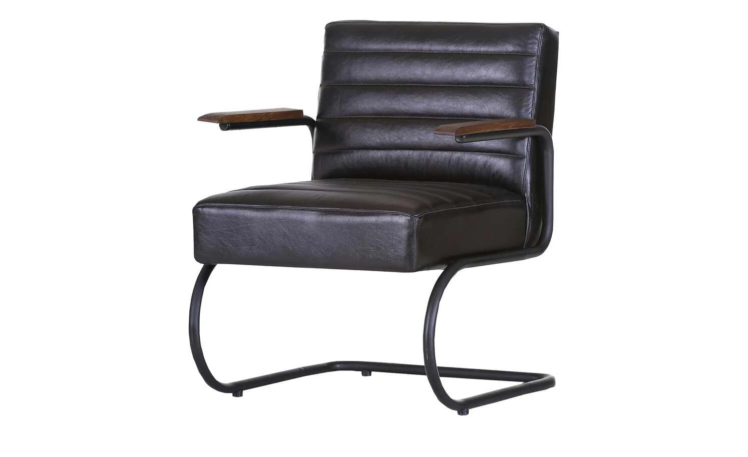 Leder Schwingstuhl mit Armlehne Buff | Anthrazit