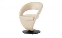 Leder-Drehstuhl Kingsman | Rahm (Beige) Rund