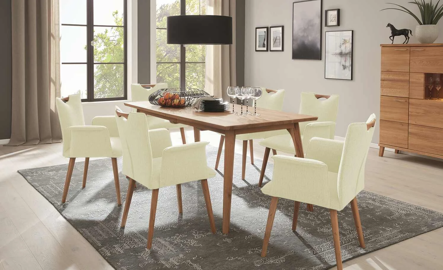 Wohnwert Polsterstuhl mit Armlehne Scandio | Sand (Creme) 3 Wohnwert Polsterstuhl mit Armlehne Scandio | Sand (Creme)