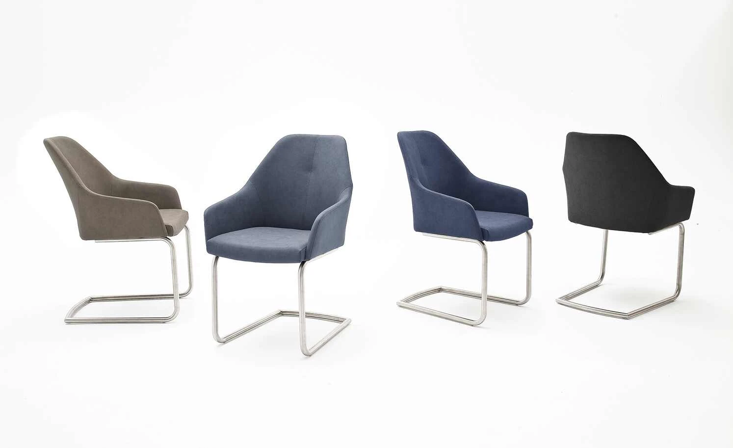 Polsterstuhl Dita | Anthrazit Freischwinger rund niedrige Armlehne 3 Polsterstuhl Dita | Anthrazit Freischwinger rund niedrige Armlehne