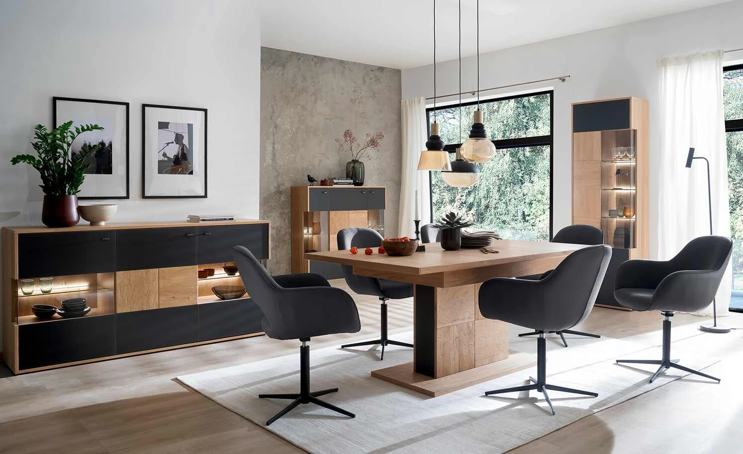 Polsterstuhl drehbar Lemonde | Anthrazit Geschlossener Rücken Schwarz matt 5 Polsterstuhl drehbar Lemonde | Anthrazit Geschlossener Rücken Schwarz matt – Bild 3