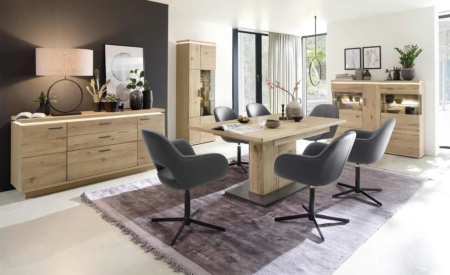 Polsterstuhl drehbar Lemonde | Anthrazit Geschlossener Rücken Schwarz matt 4 Polsterstuhl drehbar Lemonde | Anthrazit Geschlossener Rücken Schwarz matt – Bild 2