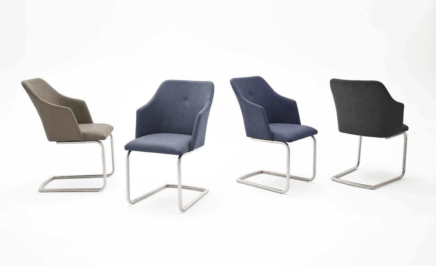 Polsterstuhl Dita | Nachtblau Freischwinger rund hohe Armlehne 3 Polsterstuhl Dita | Nachtblau Freischwinger rund hohe Armlehne