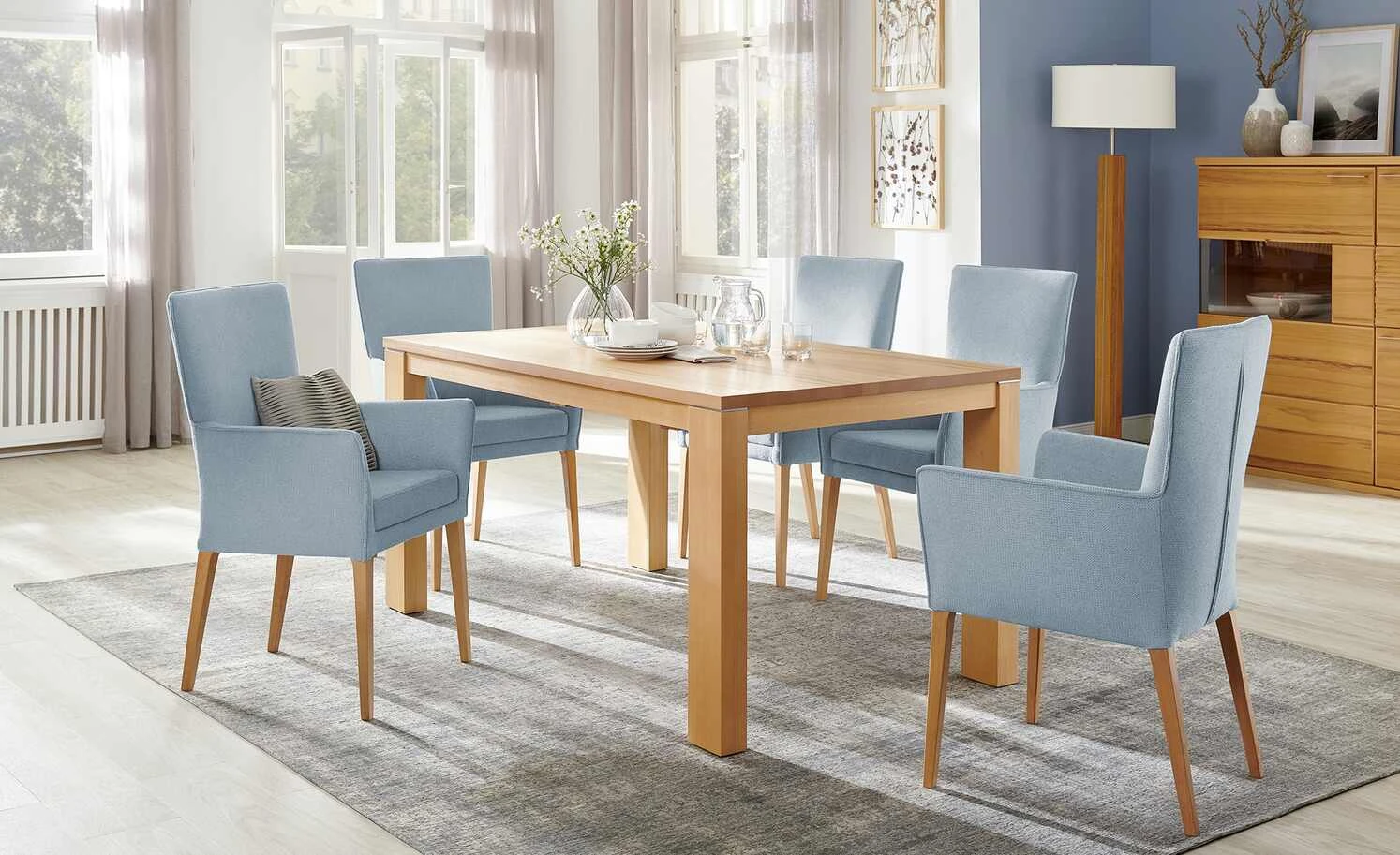 Wohnwert Armlehn-Polsterstuhl Aron | Grau-Blau 3 Wohnwert Armlehn-Polsterstuhl Aron | Grau-Blau