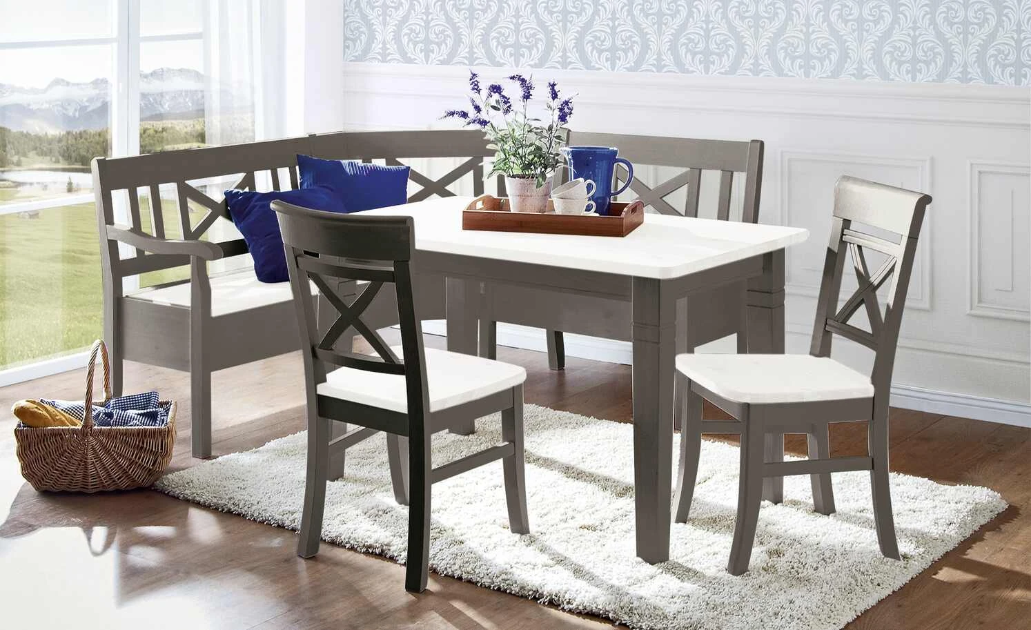 maison bleue Holzstuhl massiv Florian | Grau / Weiß Nein 4 maison bleue Holzstuhl massiv Florian | Grau / Weiß Nein – Bild 2