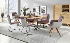 KOINOR Armlehnstuhl Leder Schwof | Plum (Rosa) / Hellgrau Ja