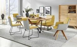 KOINOR Armlehnstuhl Leder Schwof | Safran (Gelb) / Hellgrau Ja