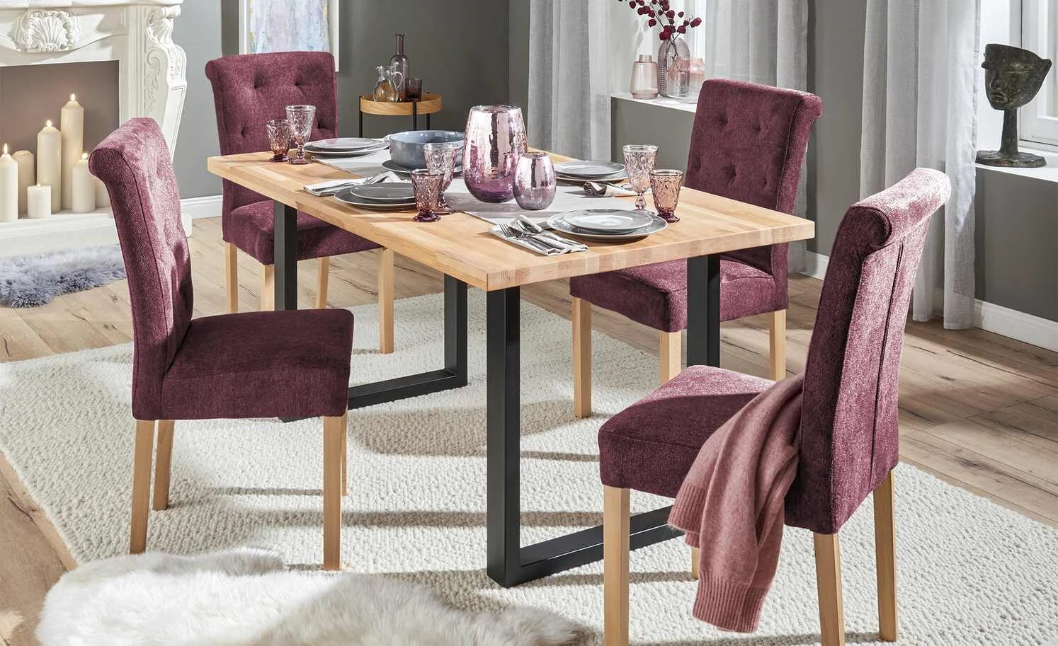 Woodford 2er Set Polsterstuhl Messena | Bordeaux Buche 3 Woodford 2er Set Polsterstuhl Messena | Bordeaux Buche