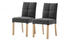 Woodford 2er Set Polsterstuhl Mako | Webstoff fein Anthrazit Buche natur