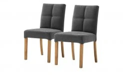 Woodford 2er Set Polsterstuhl Mako | Webstoff fein Anthrazit Eiche geölt