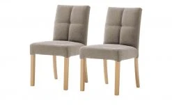 Woodford 2er Set Polsterstuhl Mako | Webstoff fein Cappuccino (Braun) Buche natur