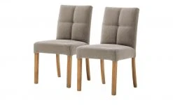 Woodford 2er Set Polsterstuhl Mako | Webstoff fein Cappuccino (Braun) Eiche geölt