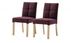 Woodford 2er Set Polsterstuhl Mako | Webstoff fein Bordeaux Buche natur