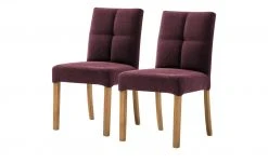 Woodford 2er Set Polsterstuhl Mako | Webstoff fein Bordeaux Eiche geölt