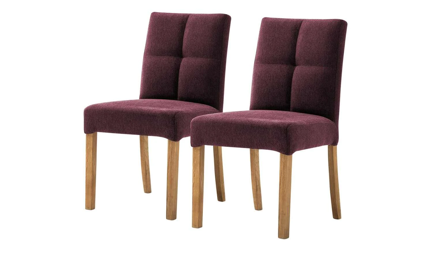 Woodford 2er Set Polsterstuhl Mako | Webstoff fein Bordeaux Eiche geölt 3 Woodford 2er Set Polsterstuhl Mako | Webstoff fein Bordeaux Eiche geölt