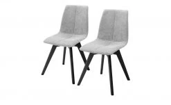 Woodford 2er Set Polsterstuhl Marven | Hellgrau Schwarz