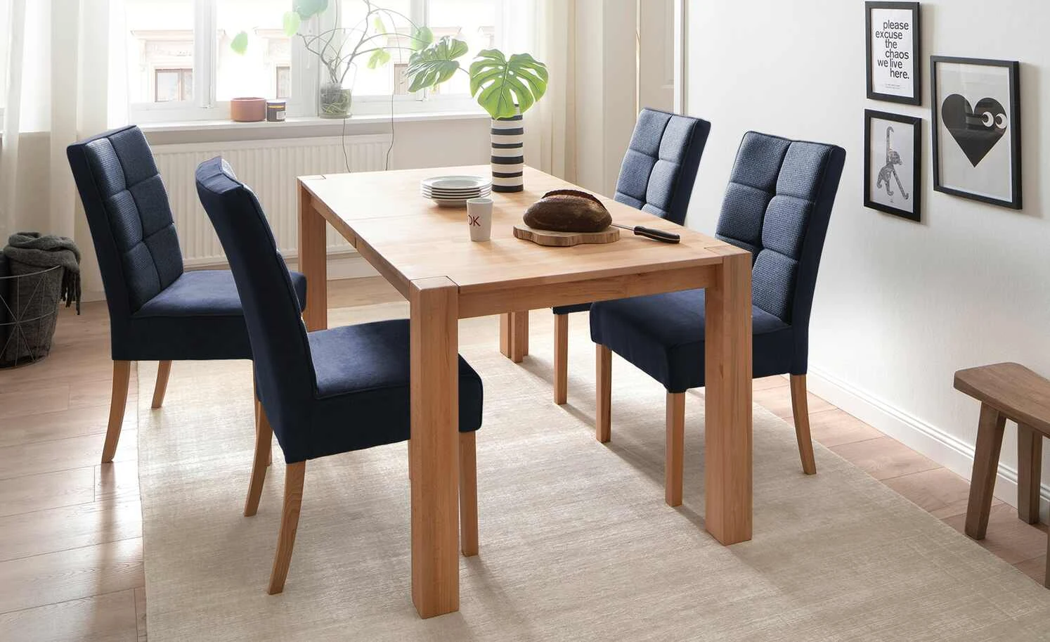 Woodford 2er Set Polsterstuhl Renaldo | Blau Buche natur 3 Woodford 2er Set Polsterstuhl Renaldo | Blau Buche natur