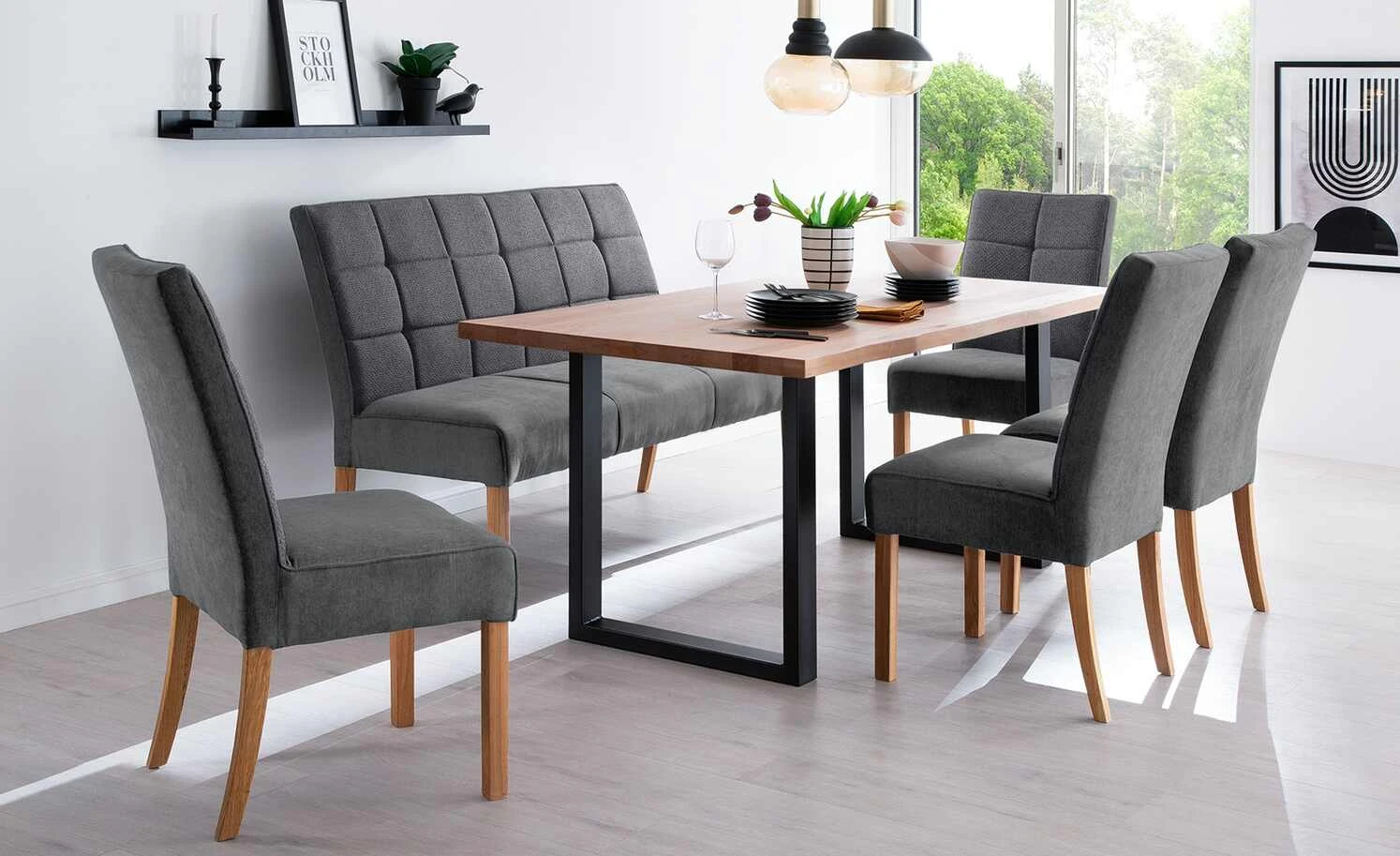 Woodford 2er Set Polsterstuhl Renaldo | Anthrazit Eiche geölt 3 Woodford 2er Set Polsterstuhl Renaldo | Anthrazit Eiche geölt