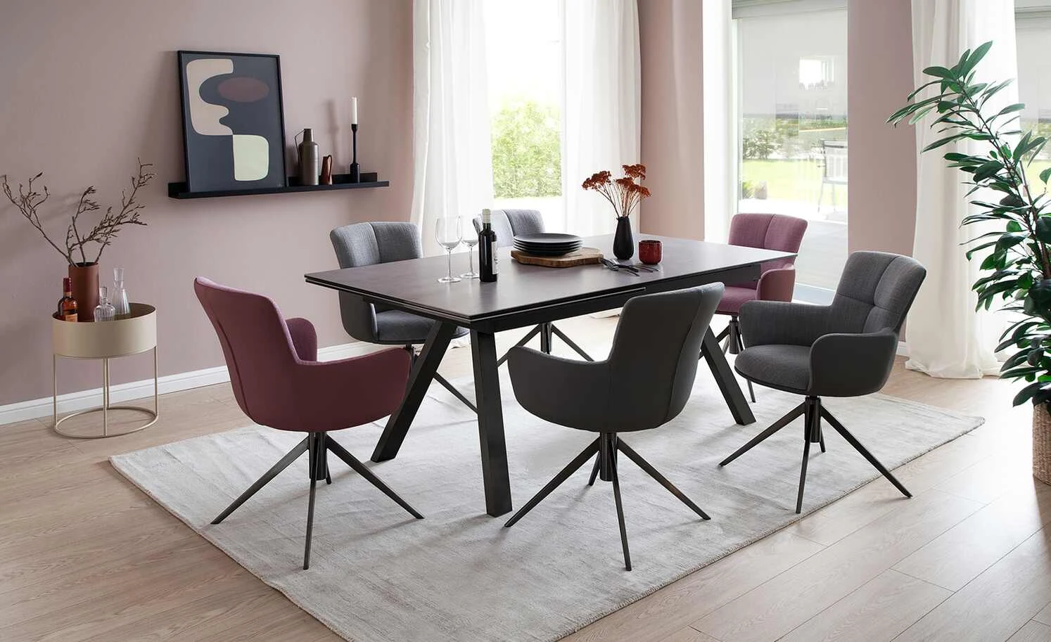 Polsterstuhl drehbar Curo | Anthrazit Schwarz 3 Polsterstuhl drehbar Curo | Anthrazit Schwarz