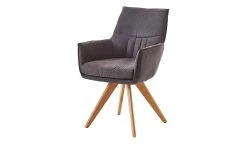 Armlehnstuhl Latina | Graphit (Dunkelgrau) Massivholz Nein