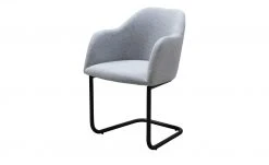 Woodford Polsterstuhl mit Armlehne Vilo | Silbergrau Freischwinger – Schwarz